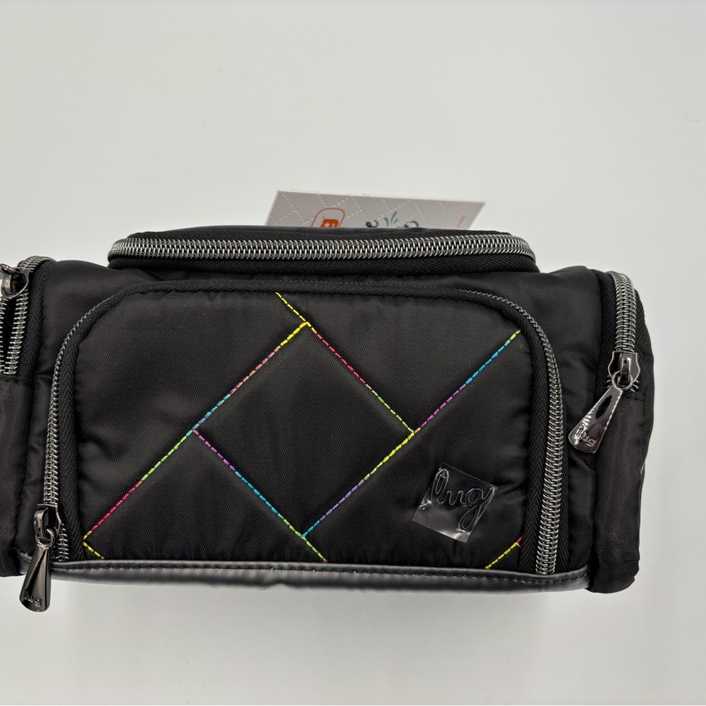Lug black rainbow stitch trolley mini cosmetic case
